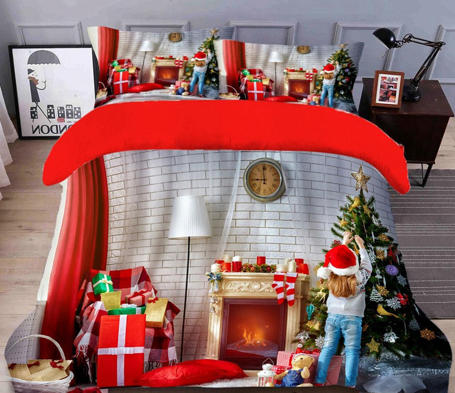 3D Pile Of Gifts 32021 Christmas Quilt Duvet Cover Xmas Bed Pillowcases