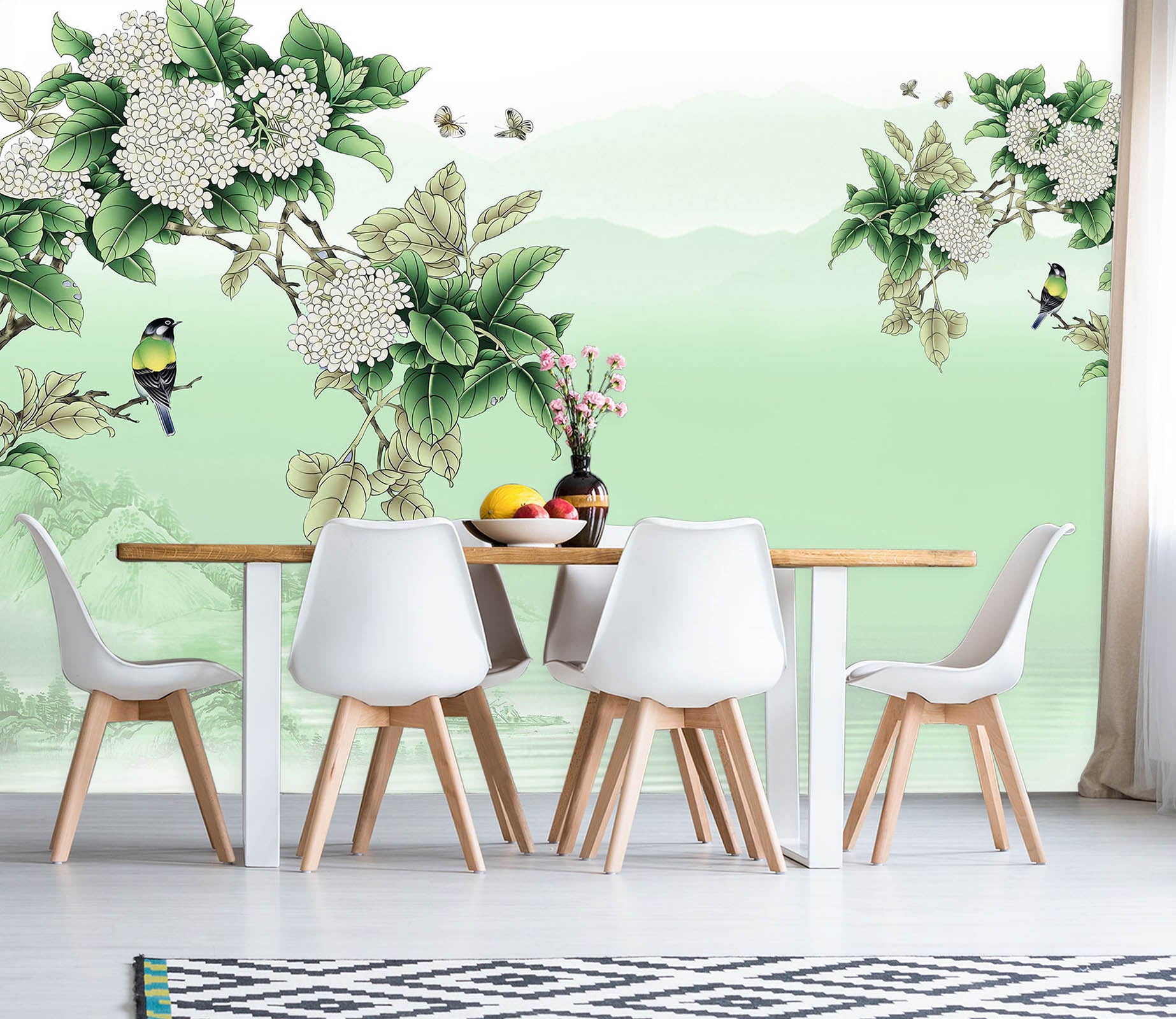 3D Flower Bird 1593 Wall Murals