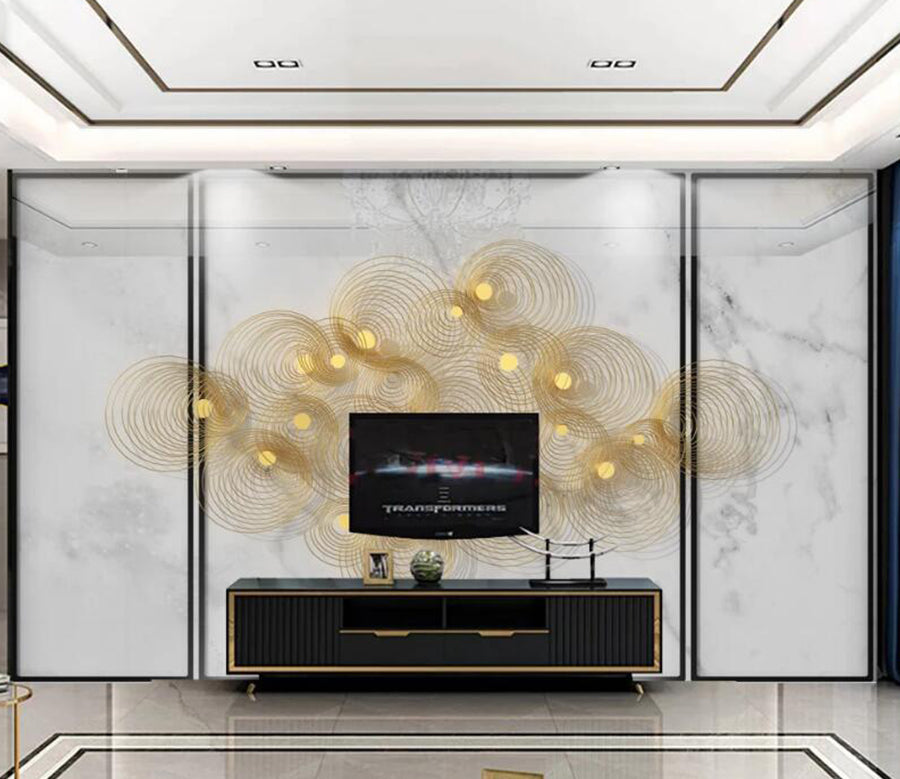 3D Gold Wire Round 224 Wall Murals