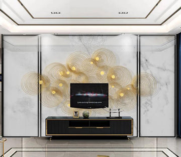 3D Gold Wire Round 224 Wall Murals