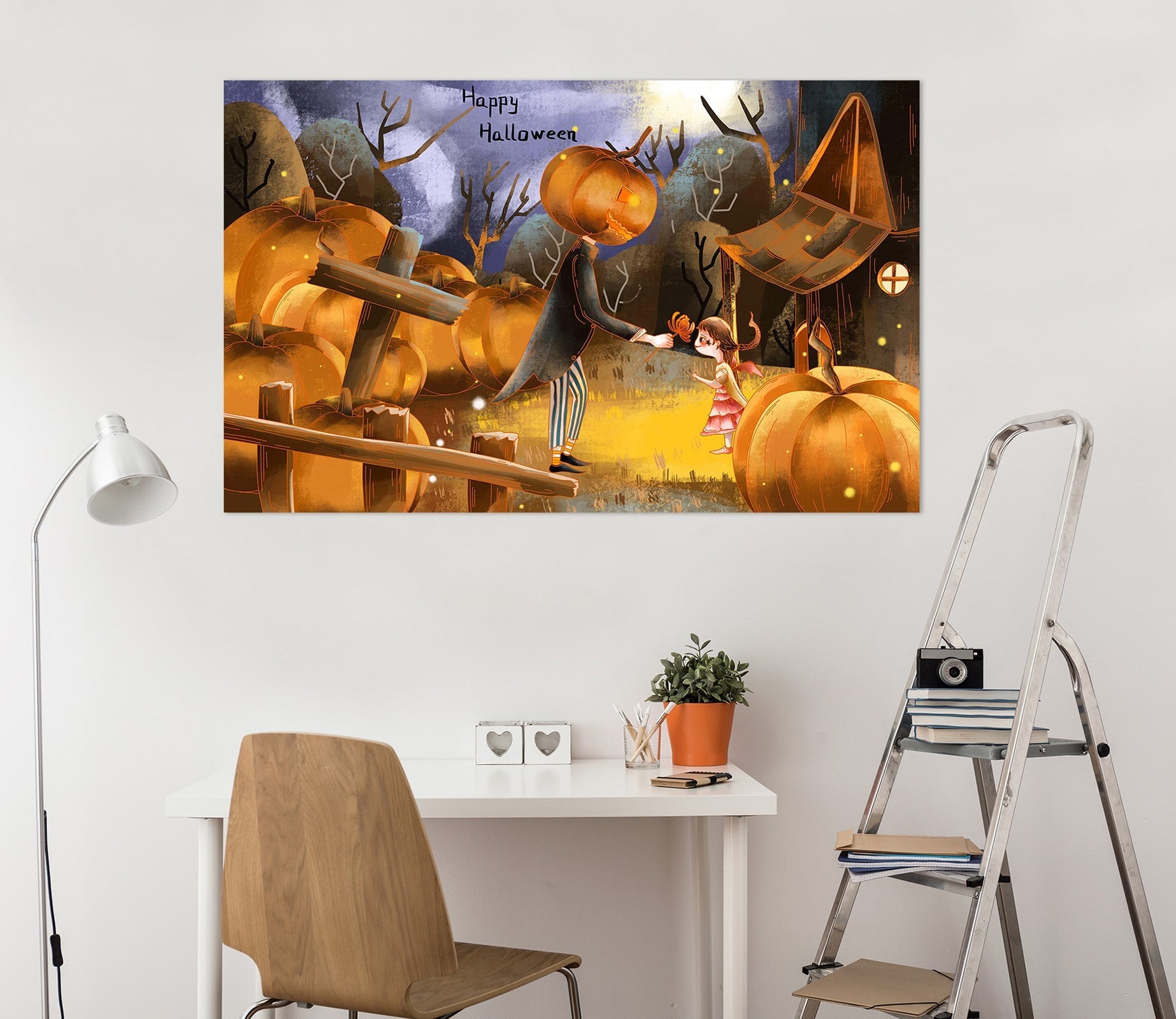 3D Pumpkin Man Girl 011 Halloween Wall Stickers Wallpaper AJ Wallpaper 2 