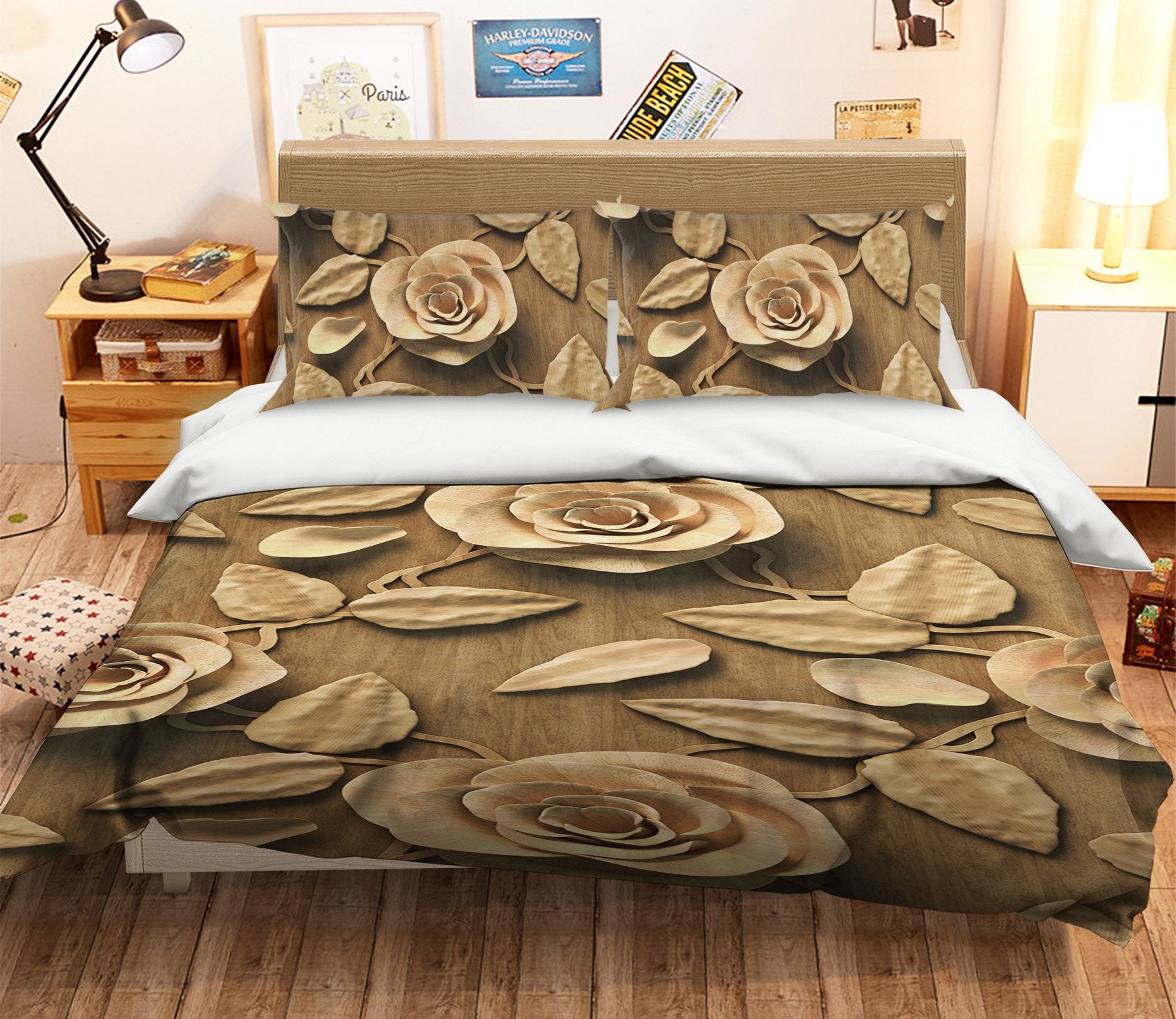 3D Shaping Roses 054 Bed Pillowcases Quilt Wallpaper AJ Wallpaper 