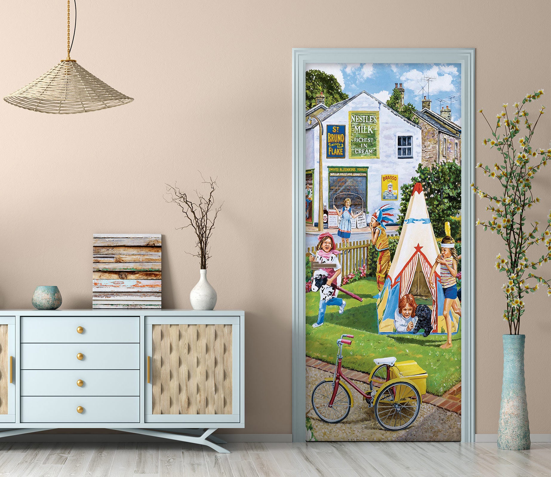 3D Houses Tent Child 10339 Trevor Mitchell Door Mural