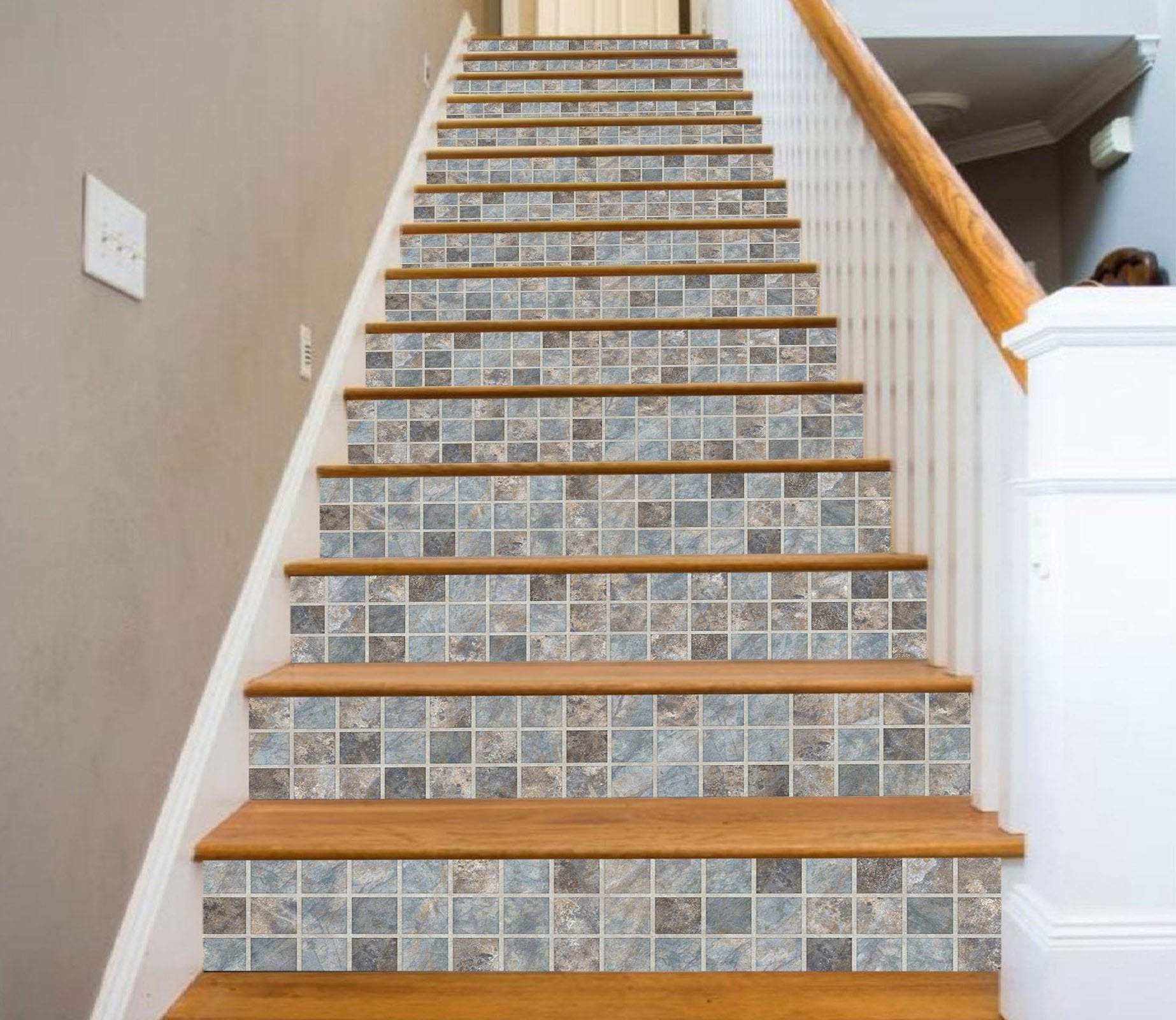 Mosaic Tile Riser 3D Elegant Square Mosaic 6517 Marble Tile Texture Stair Risers | AJ ...