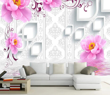 3D Pink Flowers 011 Wall Murals