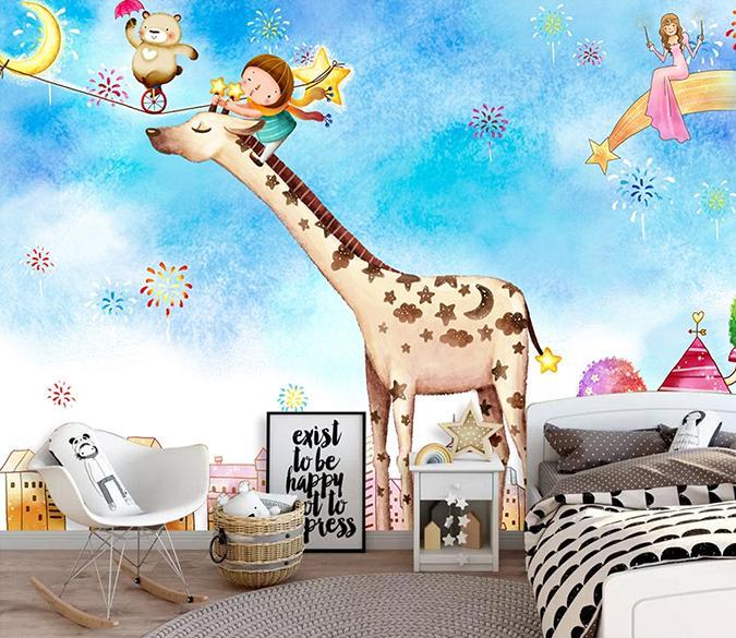 3D Giraffe Resting 846 Wall Murals Wallpaper AJ Wallpaper 2 