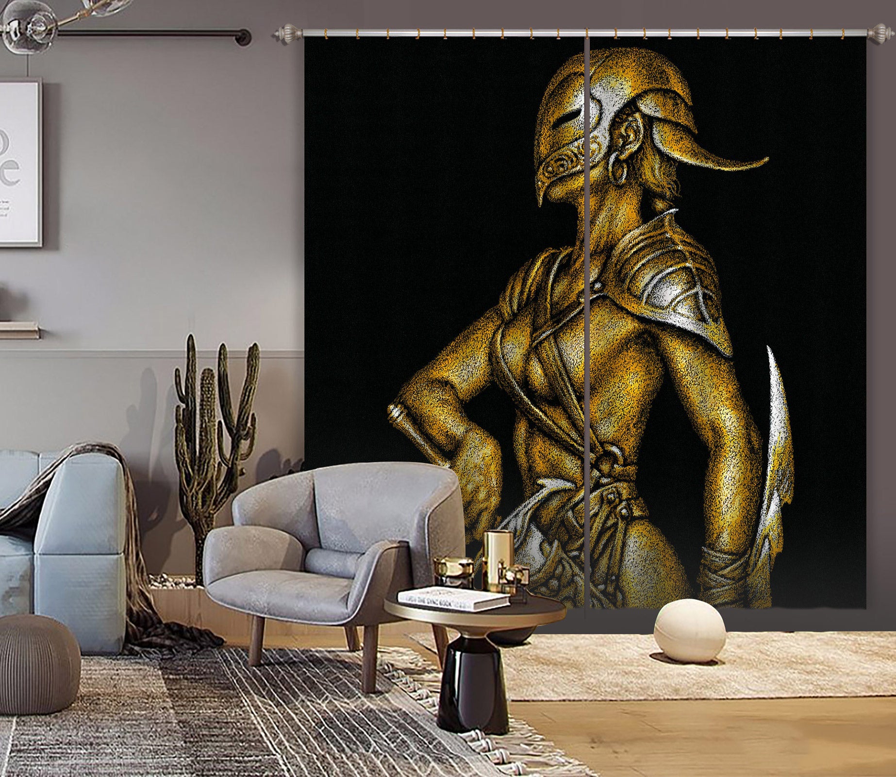 3D Mask Man 7211 Ciruelo Curtain Curtains Drapes