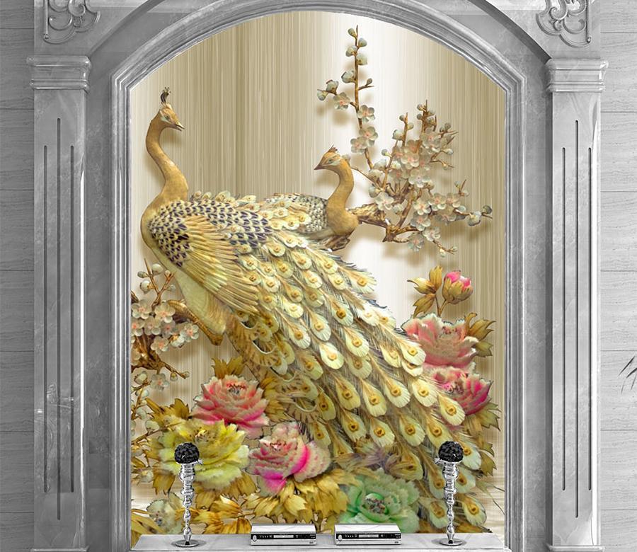 3D Peacock Statue 507 Wall Murals Wallpaper AJ Wallpaper 2 