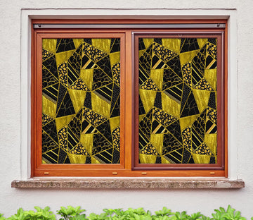3D Golden Triangle 121 Window Film Print Sticker Cling Stained Glass UV Block
