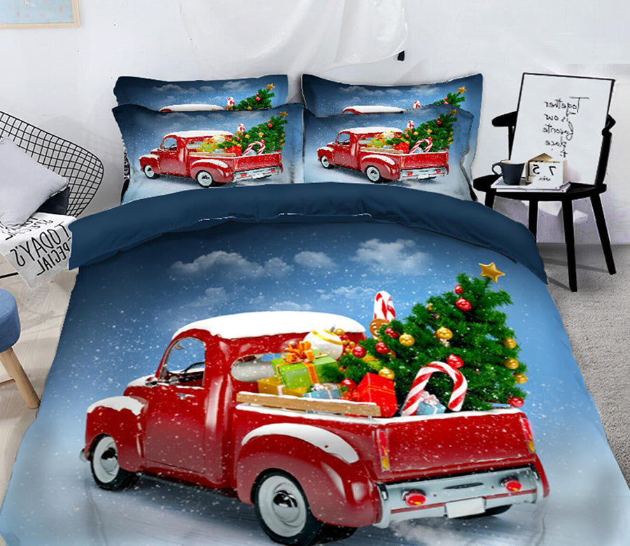 3D Red Car 31156 Christmas Quilt Duvet Cover Xmas Bed Pillowcases