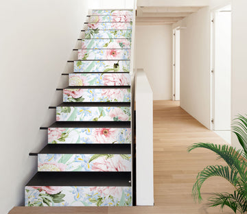 3D Light Pink Flowers 10437 Uta Naumann Stair Risers
