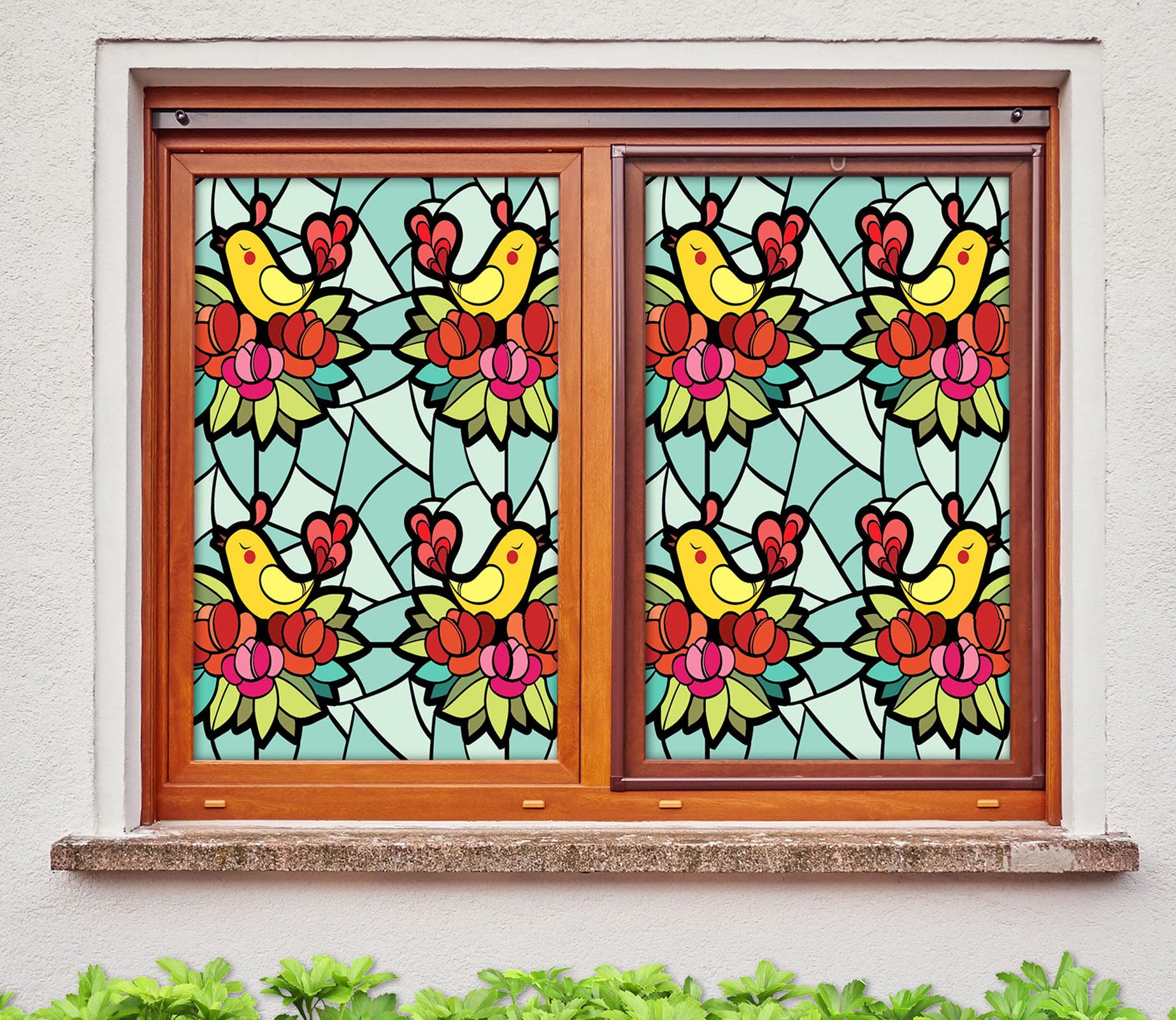3D Flower Pattern Bird 269 Window Film Print Sticker Cling Stained Glass UV Block