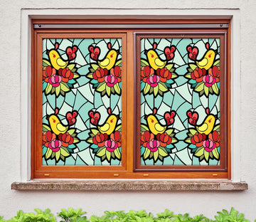 3D Flower Pattern Bird 269 Window Film Print Sticker Cling Stained Glass UV Block
