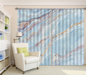 3D Light Blue Irregular Line 32 Curtains Drapes Curtains AJ Creativity Home 