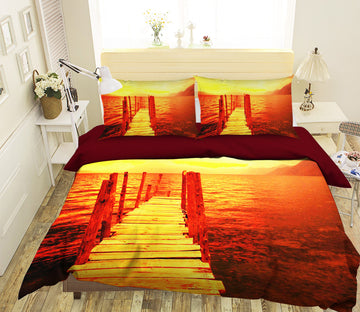 3D Sunset Pier 045 Bed Pillowcases Quilt