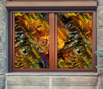 3D Color Water 010 Window Film Print Sticker Cling Stained Glass UV Block