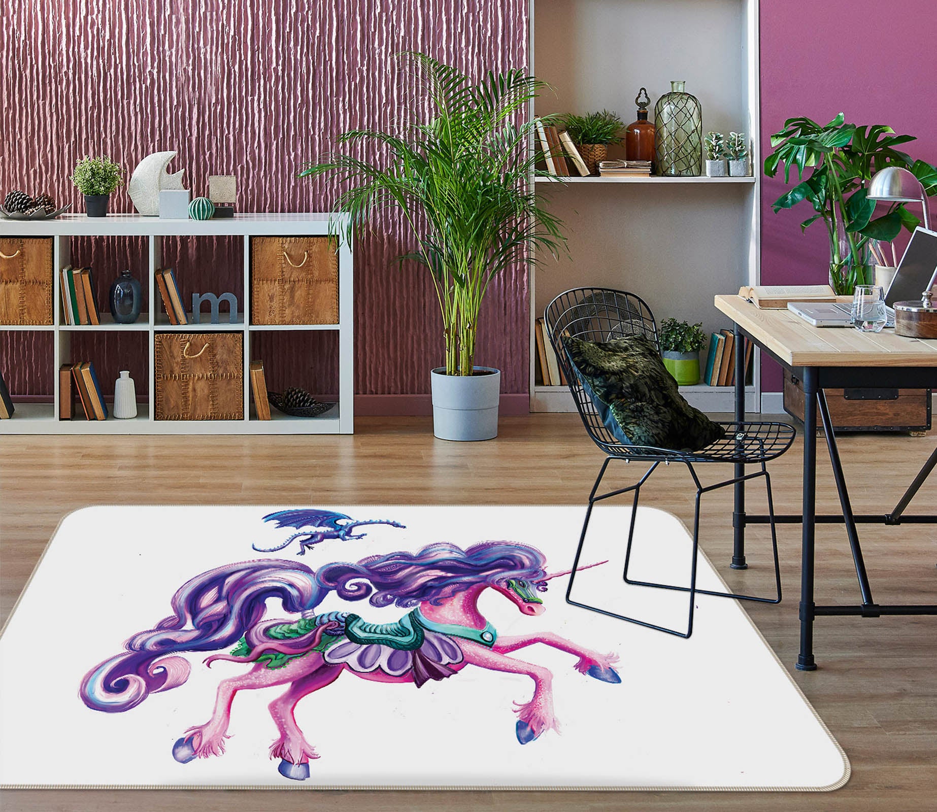 3D Princess Unicorn 3019 Rose Catherine Khan Rug Non Slip Rug Mat