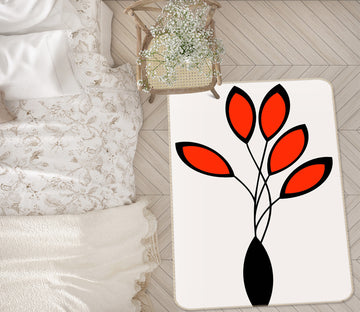 3D Red Leaf Shape 1025 Boris Draschoff Rug Non Slip Rug Mat