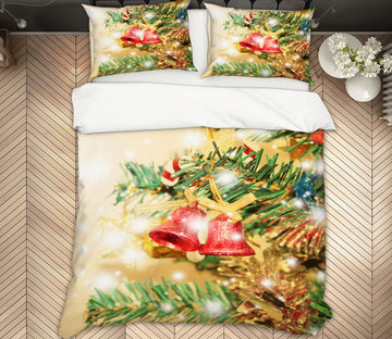 3D Branches Bells 52245 Christmas Quilt Duvet Cover Xmas Bed Pillowcases