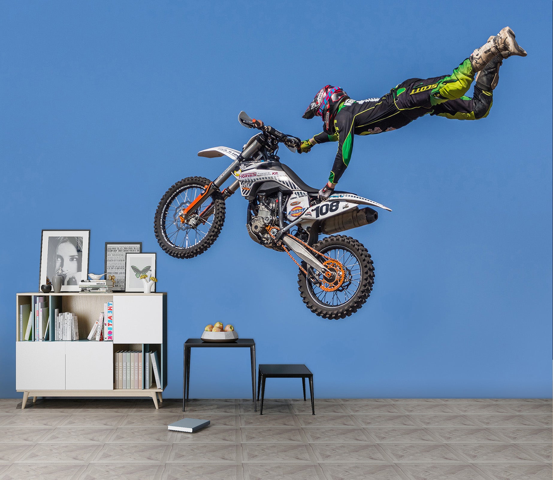 3D Motorcycle Fly 122 Vehicle Wall Murals