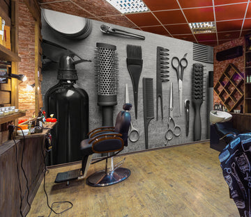 3D Comb Scissors Watering Can 115162 Barber Shop Wall Murals