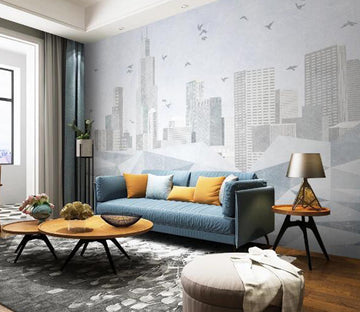 3D White Building WC1444 Wall Murals