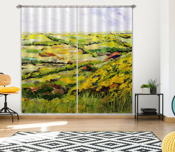 3D Sunny Field 220 Allan P. Friedlander Curtain Curtains Drapes