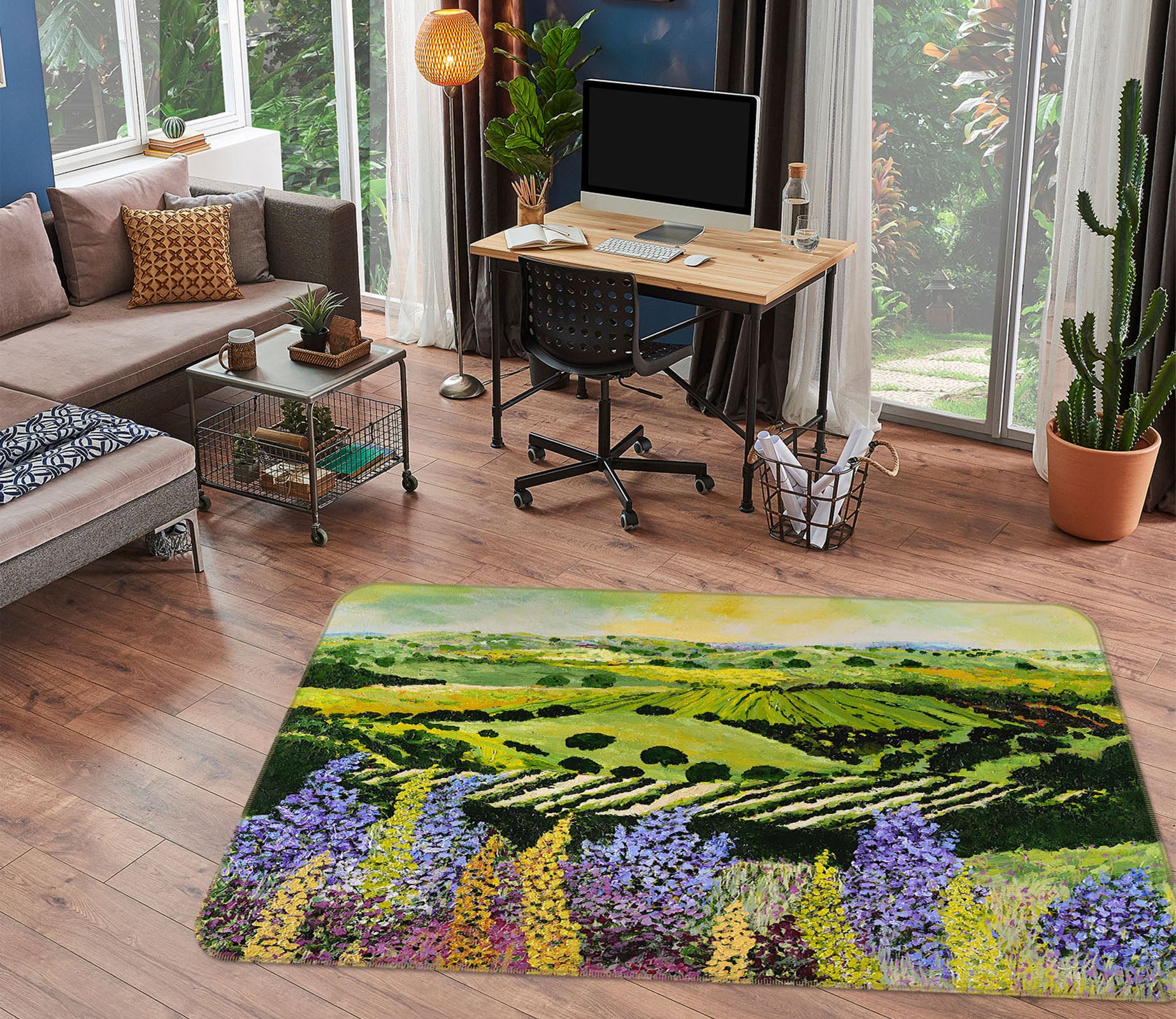 3D Purple Garden 1005 Allan P. Friedlander Rug Non Slip Rug Mat