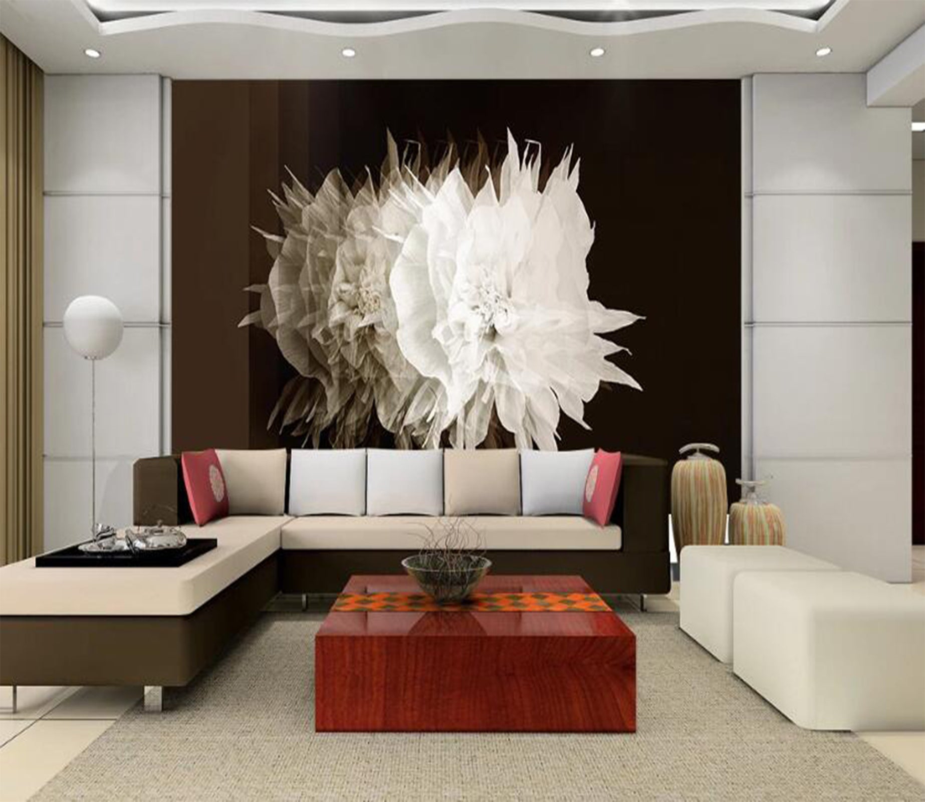 3D Cascading Blooms Of White Flowers 2329 Wall Murals