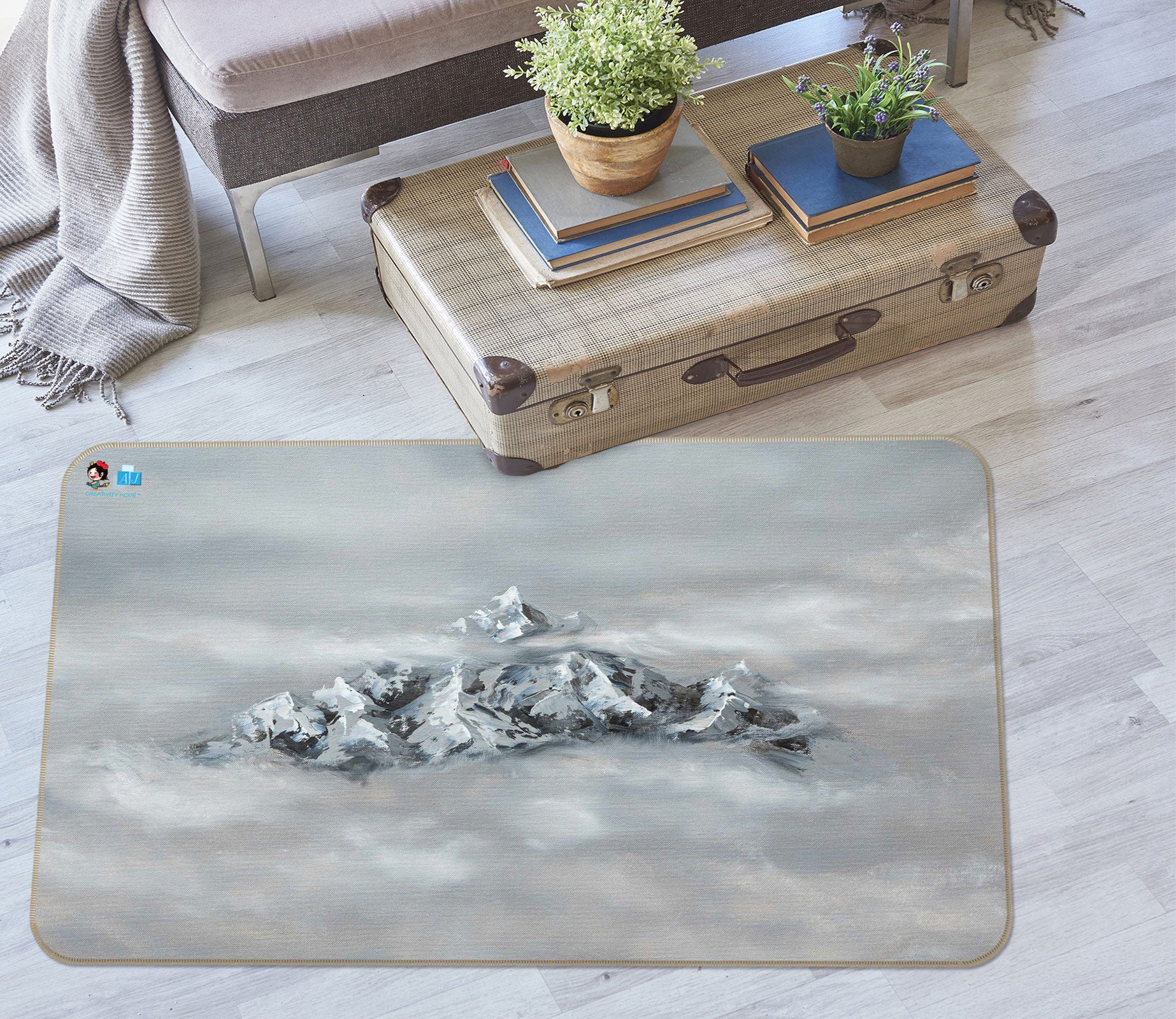 3D Mountain Peak Fog 1888 Marina Zotova Rug Non Slip Rug Mat