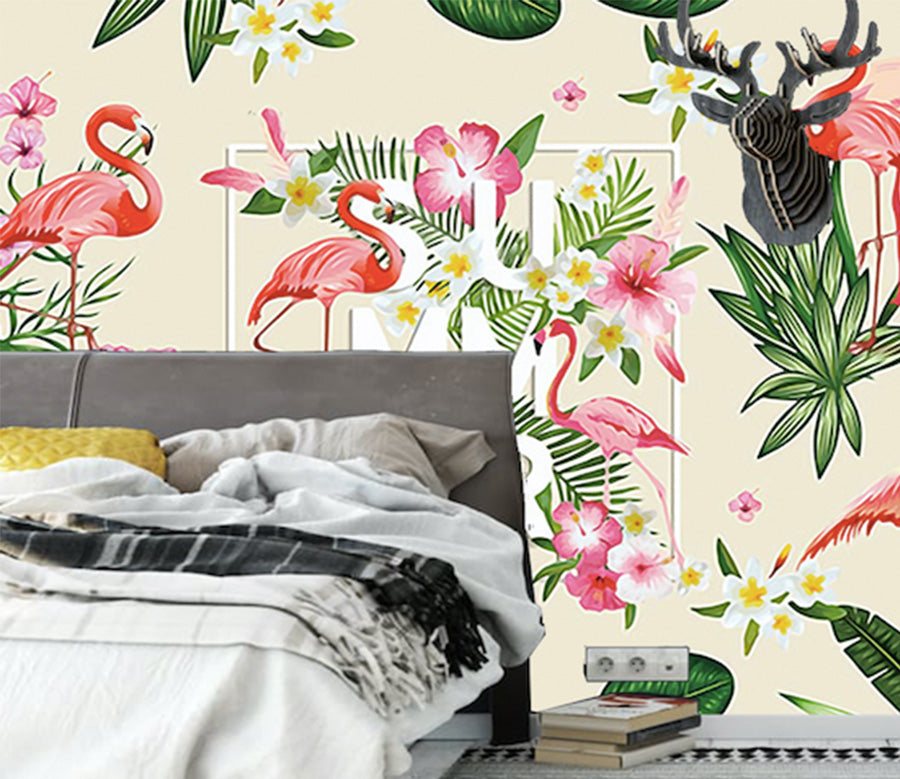 3D Pink Flamingo WG116 Wall Murals