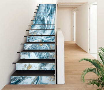 3D Blue Pattern 415 Stair Risers