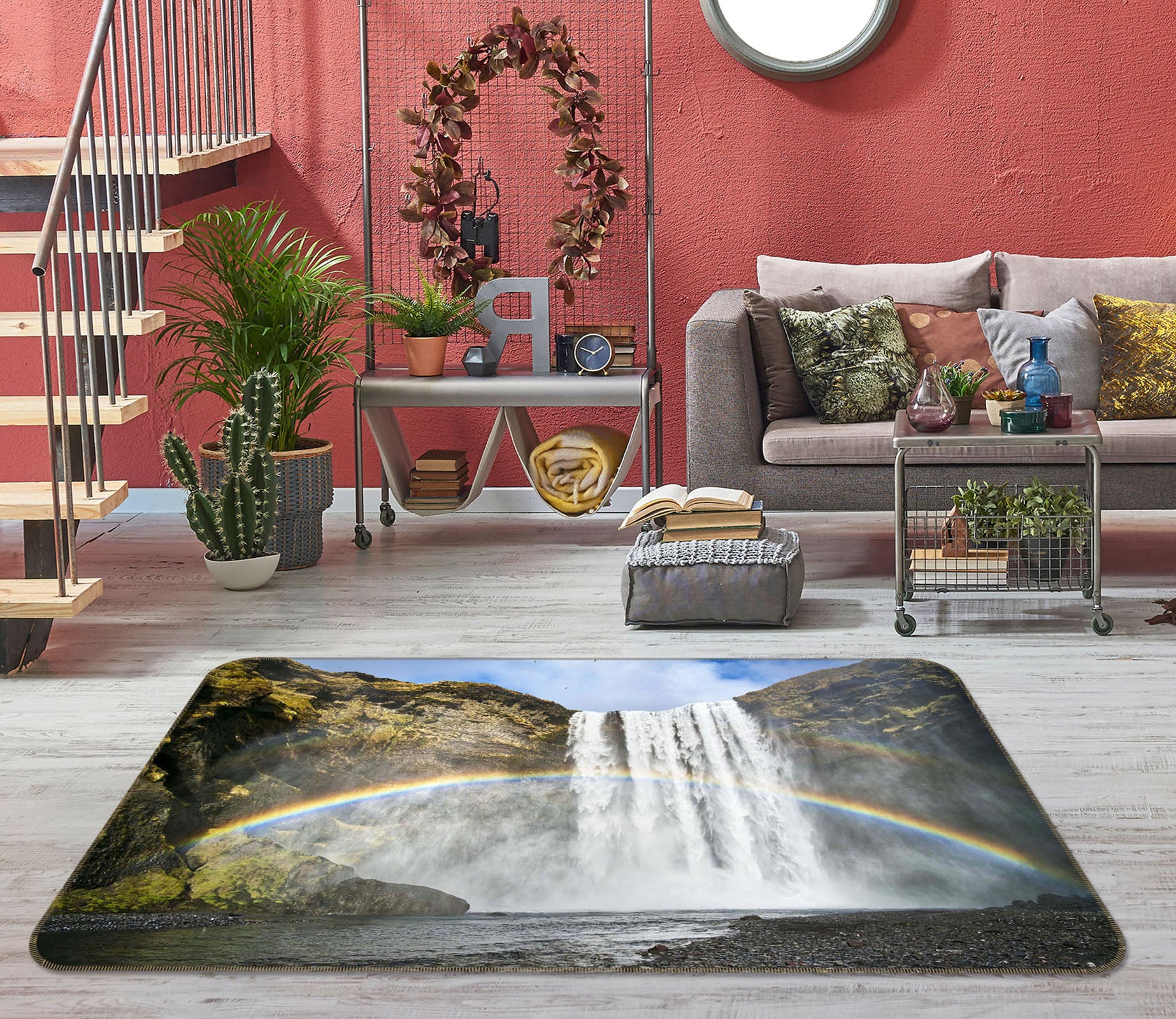 3D Rainbow Falls 1150 Marco Carmassi Rug Non Slip Rug Mat