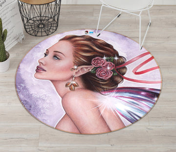 3D Woman Wings 8920 Brigid Ashwood Rug Round Non Slip Rug Mat