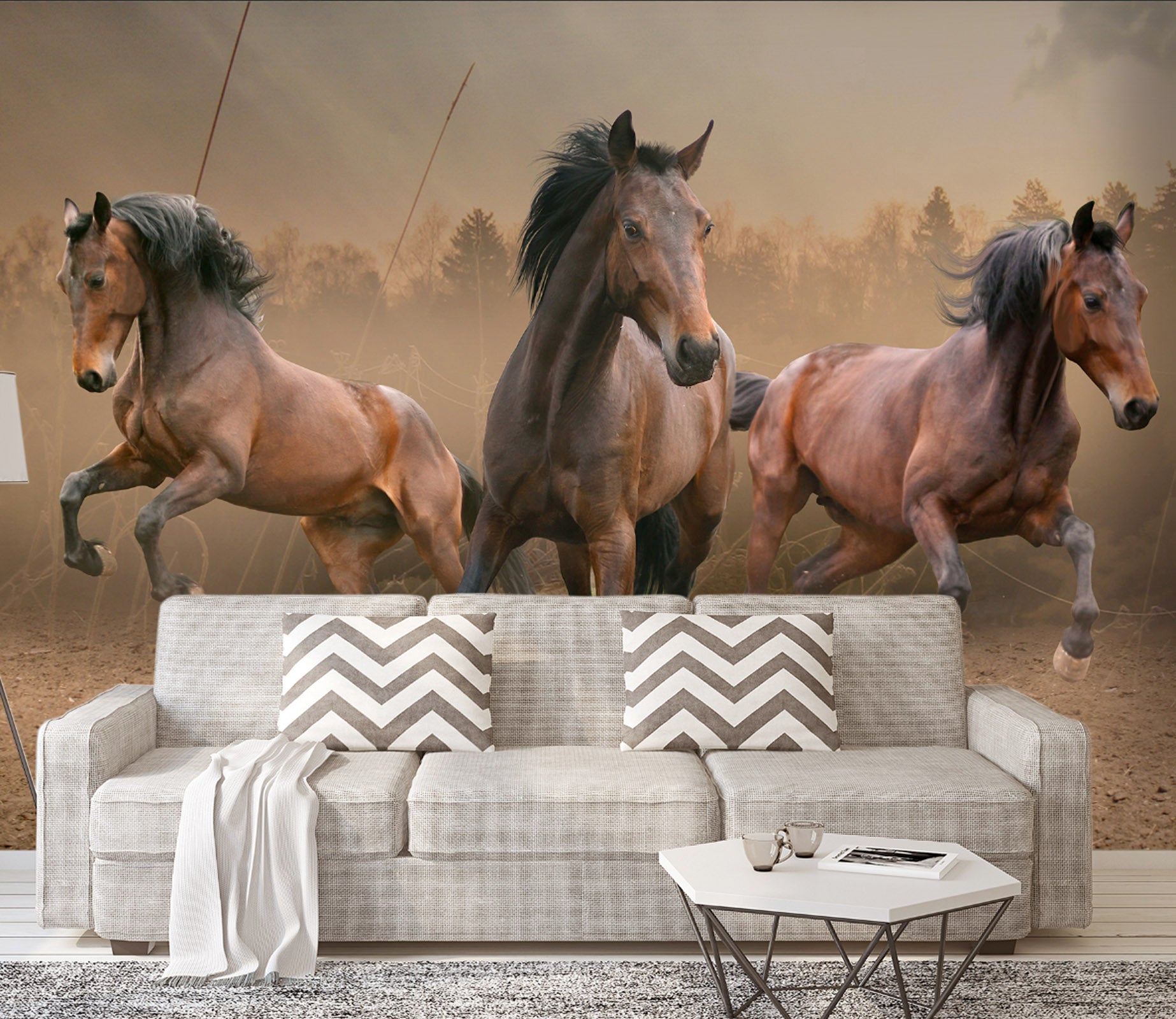 3D Wild Horse Herd 372 Wall Murals