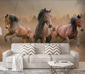 3D Wild Horse Herd 372 Wall Murals