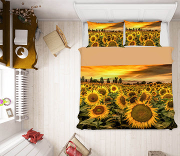 3D Tuscany Sunflowers Field 162 Marco Carmassi Bedding Bed Pillowcases Quilt