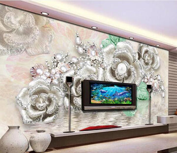 3D Platinum Rose WC970 Wall Murals