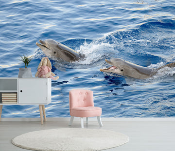 3D Smiling Angel Dolphin 115 Wall Murals