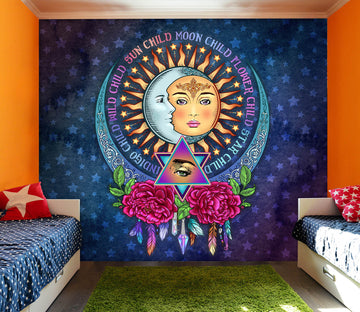 3D Sun Moon Flower 8761 Brigid Ashwood Wall Mural Wall Murals
