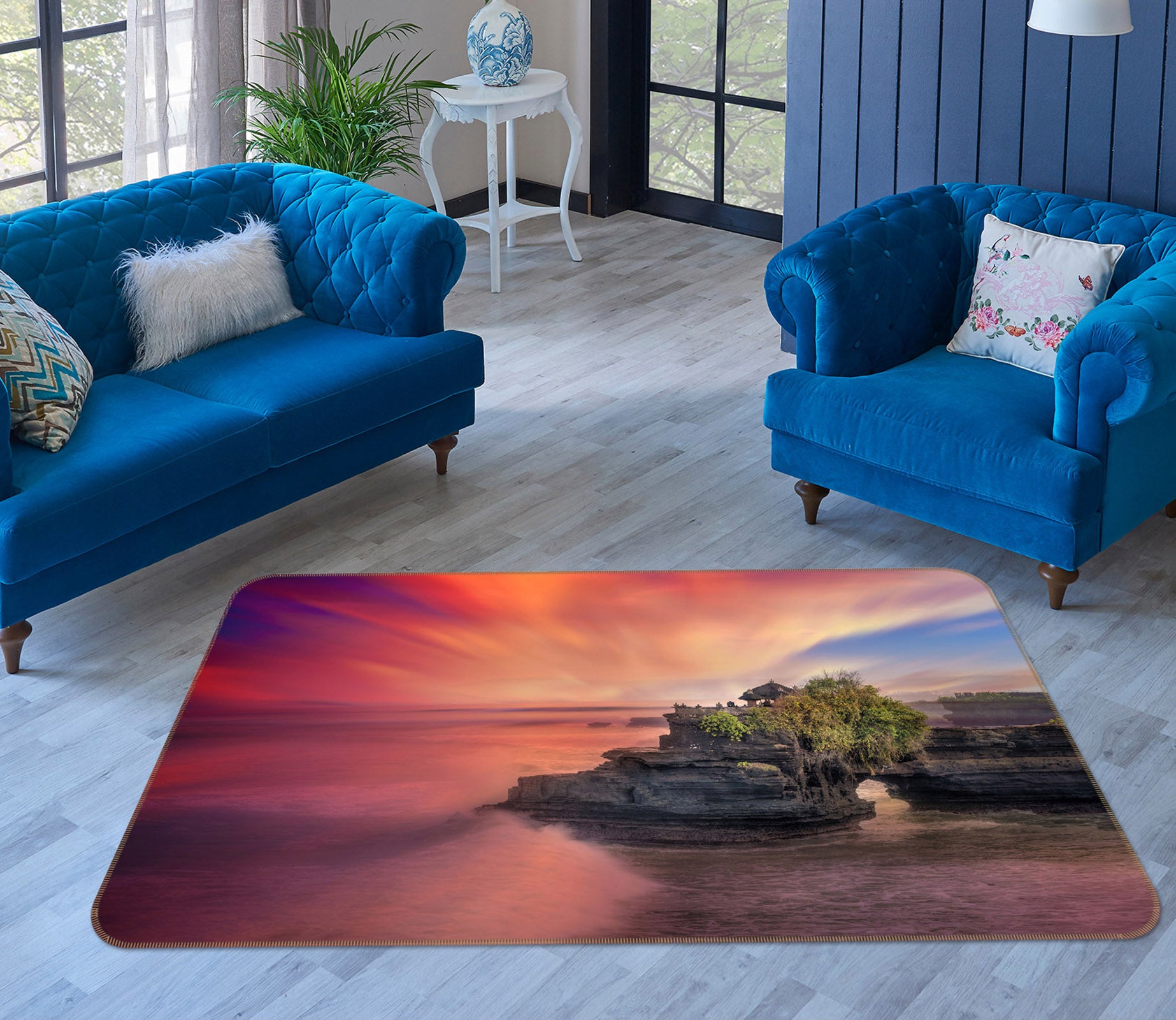 3D Red Sunset 1061 Marco Carmassi Rug Non Slip Rug Mat