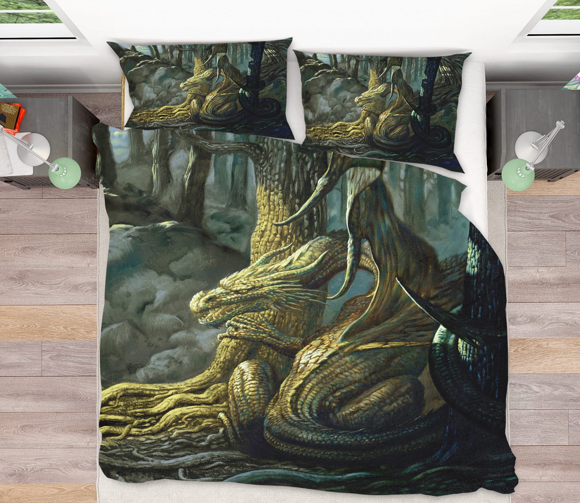 3D Forest Dragon 7013 Ciruelo Bedding Bed Pillowcases Quilt