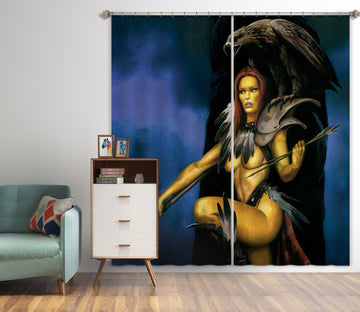 3D Eagle Woman 7189 Ciruelo Curtain Curtains Drapes