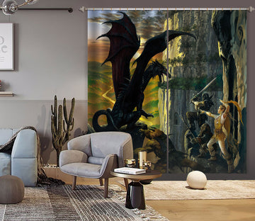 3D Dragon Warrior 7190 Ciruelo Curtain Curtains Drapes