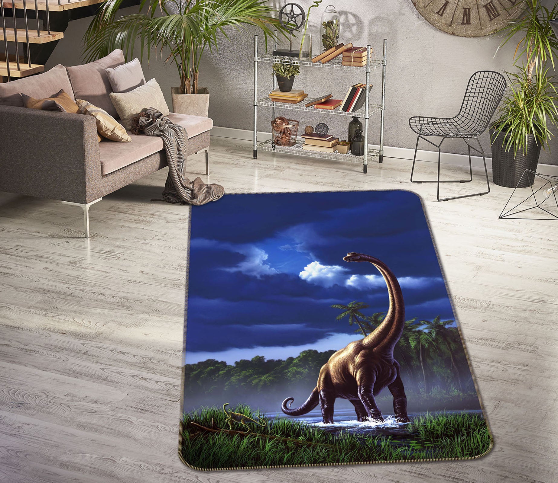 3D Thunderbolt Dinosaur 1067 Jerry LoFaro Rug Non Slip Rug Mat