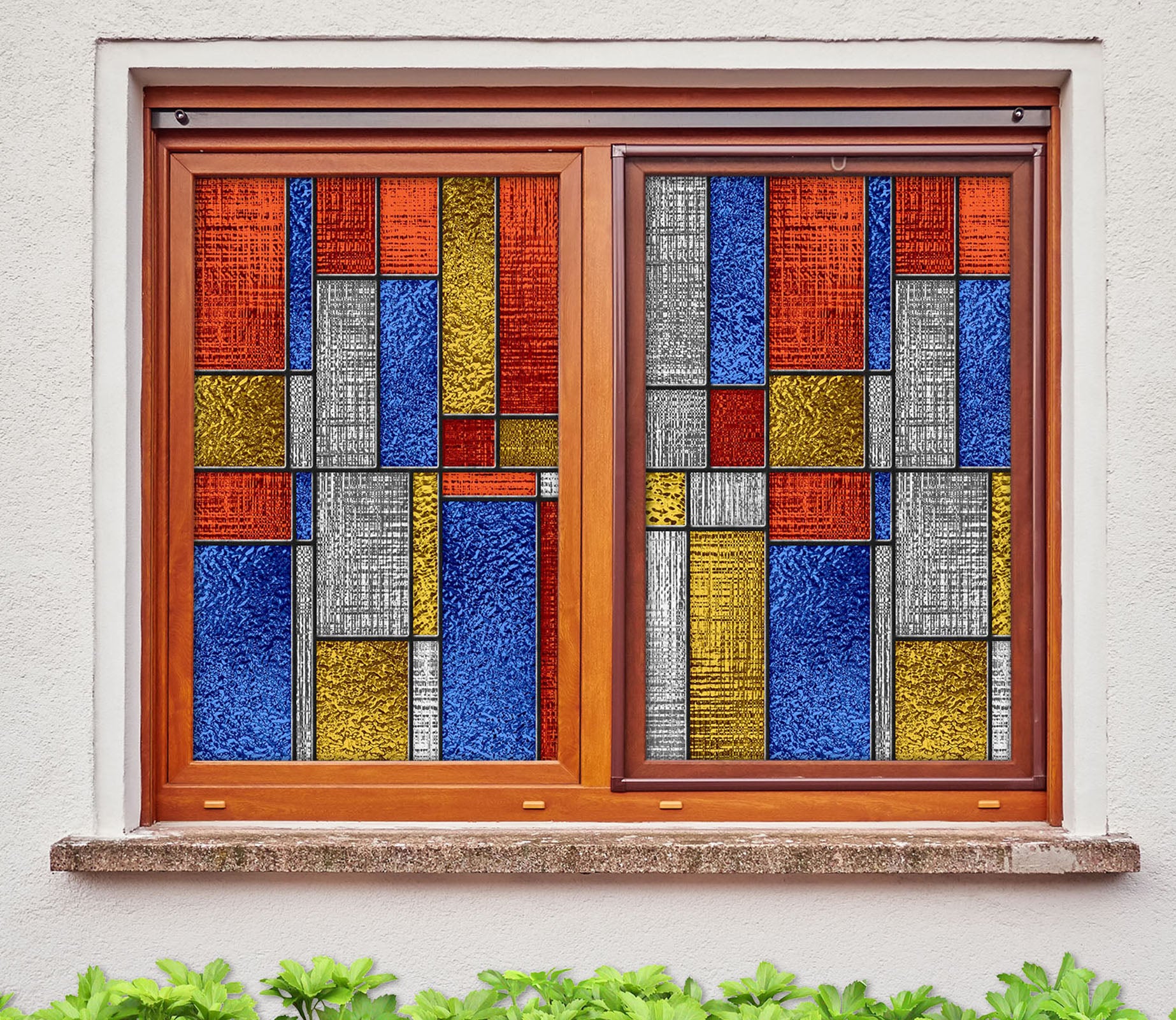 3D Color Square 103 Window Film Print Sticker Cling Stained Glass UV Block