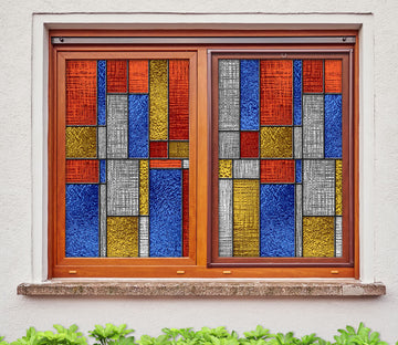 3D Color Square 103 Window Film Print Sticker Cling Stained Glass UV Block