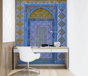 3D Blue Brick Flower 113 Assaf Frank Wall Mural Wall Murals