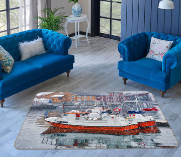 3D Red Ship 1055 Marco Carmassi Rug Non Slip Rug Mat