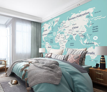 3D Valley Letters 2043 World Map Wall Murals